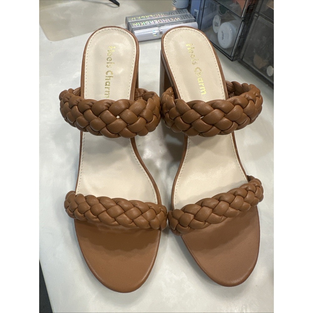 Women's Heels Charm Braided Heeled Sandals Size 9 New - Picture 2 of 6